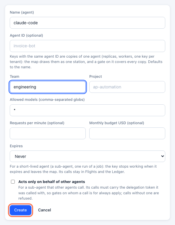 Creating a key for Claude Code