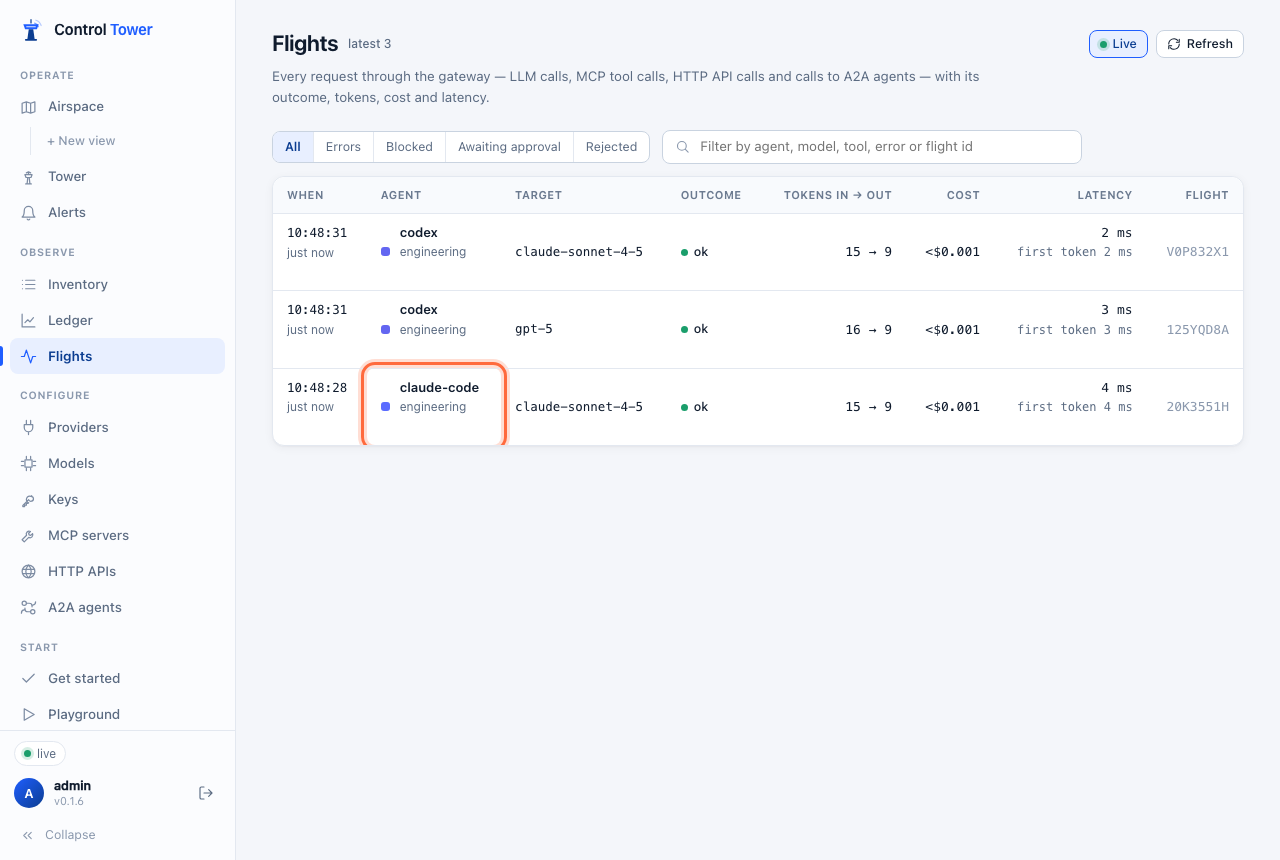 Claude Code's request in Flights