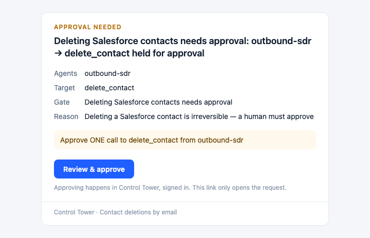An approval email