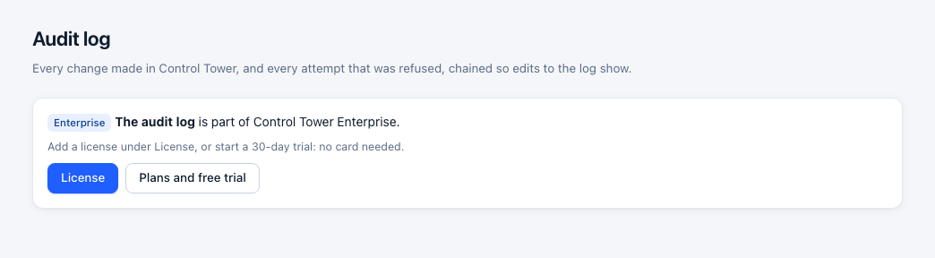 The audit log without a license
