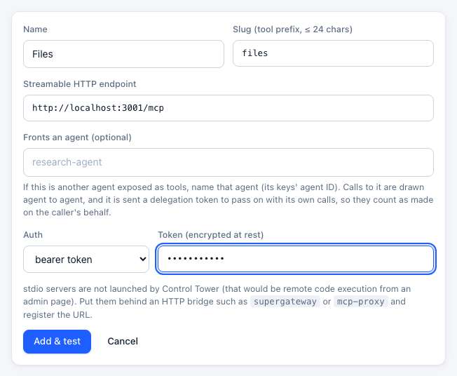 Registering an MCP server