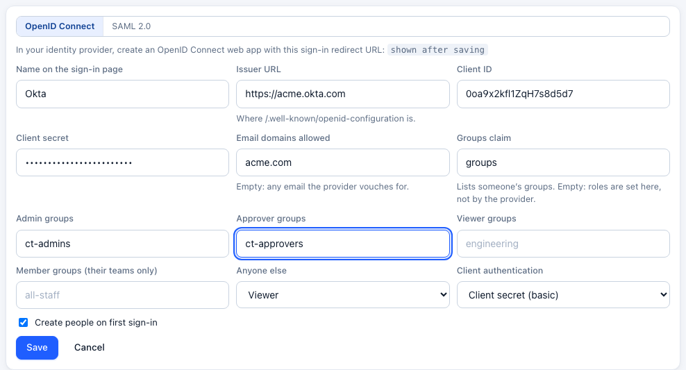 Adding an OpenID Connect provider